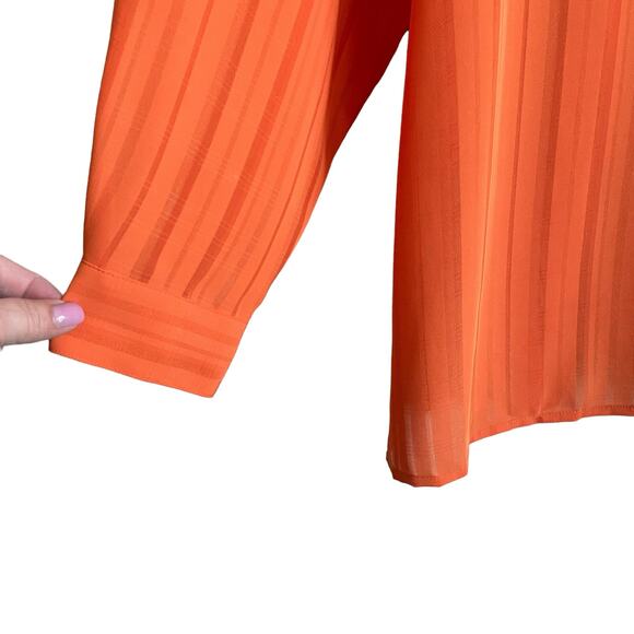 Liz Baker Women Tunic Top 22W Orange Button Up Career Workwear Modern Flowy - Picture 7 of 10